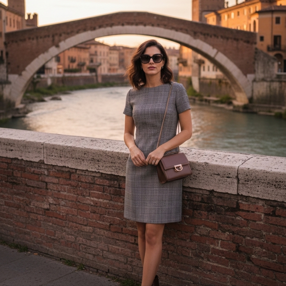 dolce & gabbana preppy houndstooth chic pencil dress 42 VINTAGE y2k